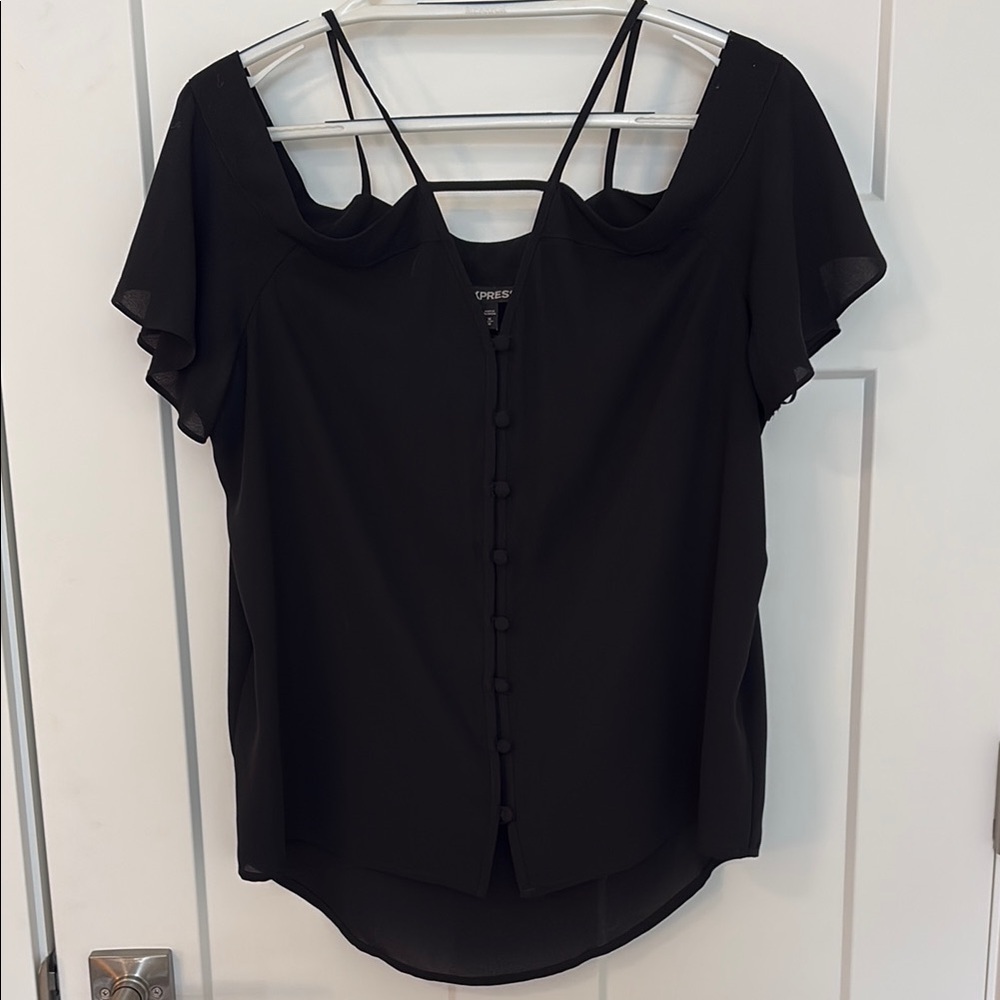 Express - Black Button-Down Women's Top